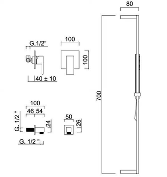 PABLOLUX - F9815WSQ - Single handle shower mixer with hand shower by Rubinetteria Giulini - view 3